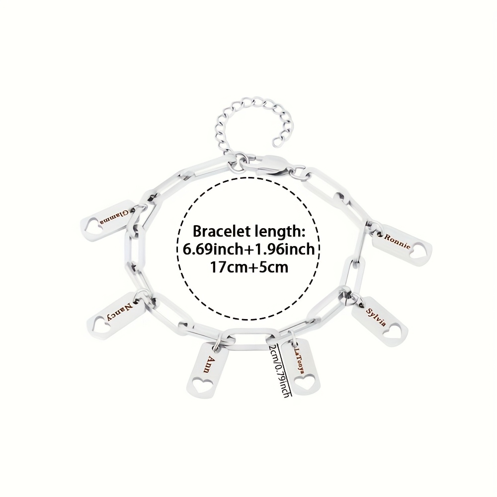 Women's Personalized Nameplate Bracelet with Hollow Heart Pendant